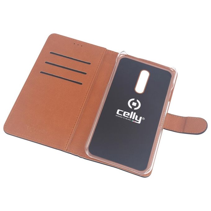 Celly Wally Custodia a Libro per iPhone 11 Pro Max Nero-Marrone