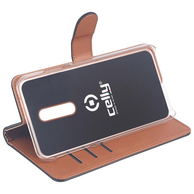 Celly Wally Custodia a Libro per iPhone 11 Pro Max Nero-Marrone