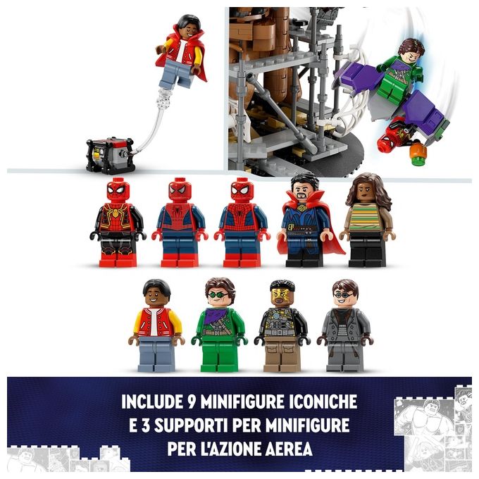 LEGO Marvel 76261 La Battaglia Finale di Spider-Man, Ricrea la Scena di Spider-Man: No Way Home con 3 Minifigure di Peter Parker