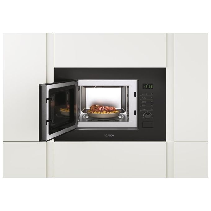 Candy MIC 20 GDFN Forno Microonde a Incasso Capacita' 20 Litri 800 W 3 tipi di cottura Potenza Grill 1000 W Contaminuti elettronico con segnale acustico di fine cottura Scongelamento Automatico 60 cm Nero