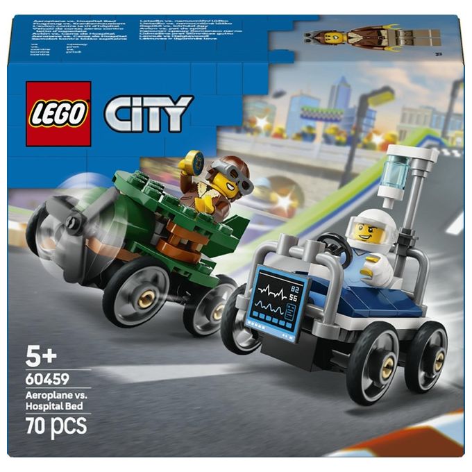 Lego Gioco Veicoli da Corsa Aereo Letto d'Ospedale Modello 60459 City
