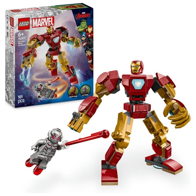 Lego Set 76307 Mech di Iron Man vs Ultron Marvel Super Heroes Assemblaggio Creativo per Fan e Collezionisti