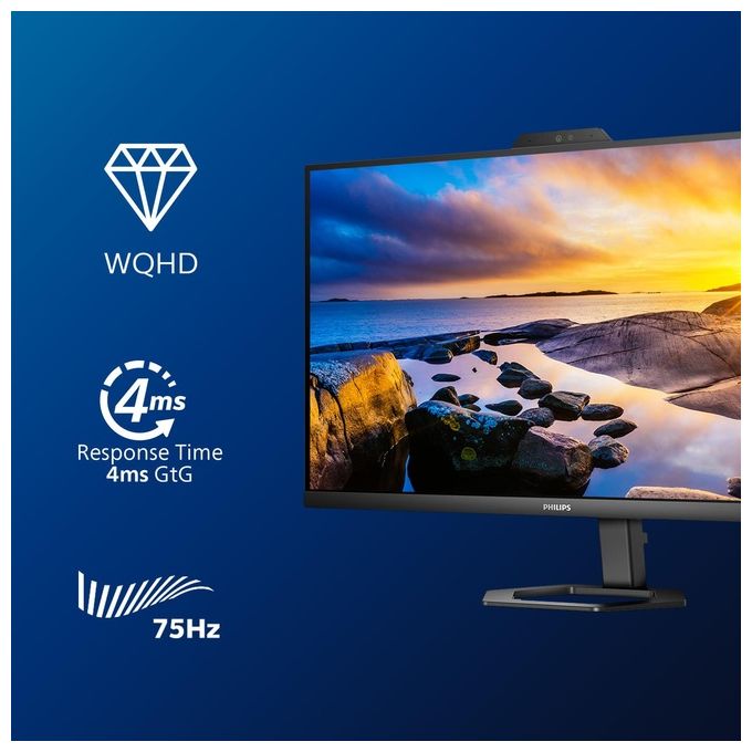 Philips Monitor 27'' LED IPS 27E1N5600HE - 00 2560x1440 QHD Tempo di Risposta 4 ms Nero