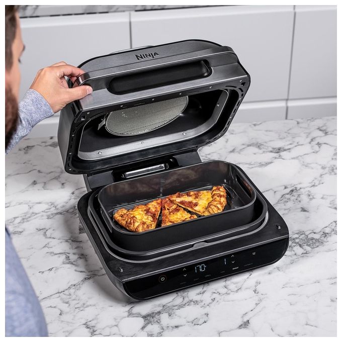 Ninja Foodi AG551EU Max Griglia e Friggitrice ad Aria con Sonda Digitale da Cucina 3.8 Litri 6 Funzioni di Cottura 2460 W Grigio-Argento