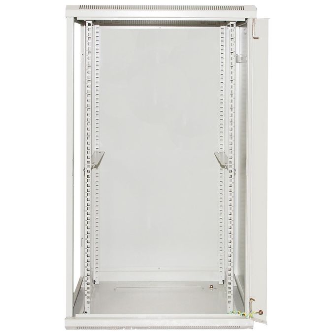 Link Armadio rack 19 18 unita' da muro (a)900 (l)600 x profondita 600 mm. colore grigio chiaro porta vetro
