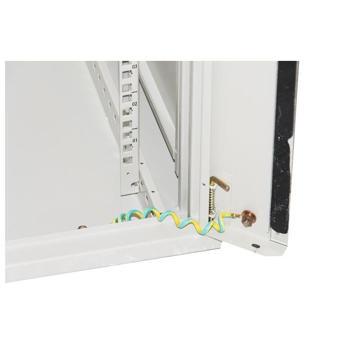 Link Armadio rack 19 18 unita' da muro (a)900 (l)600 x profondita 600 mm. colore grigio chiaro porta vetro