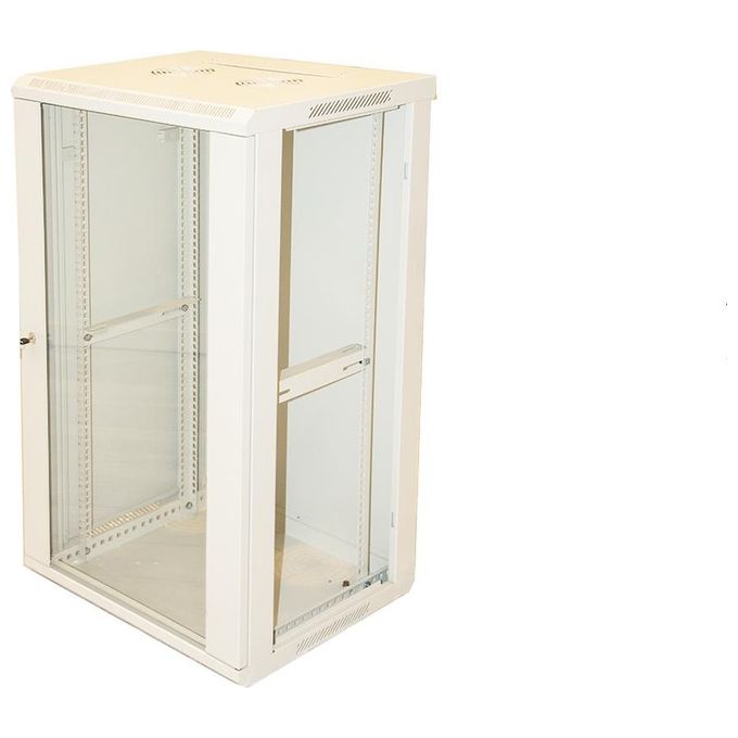 Link Armadio rack 19 18 unita' da muro (a)900 (l)600 x profondita 600 mm. colore grigio chiaro porta vetro