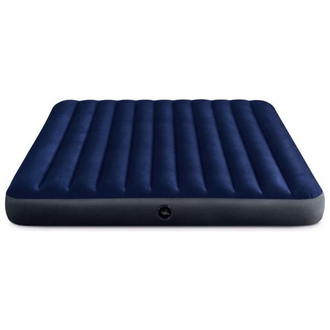 Intex 64755 Materasso Classic Downy King 183X203X25 cm con Tecnologia Fiber Tech and 68672 Cuscino Camping Unisex Adulto Blu 43x28x9 cm lega di acciaio 183x203x25 cm + Cuscino Camping
