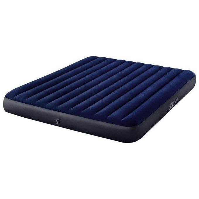 Intex 64755 Materasso Classic Downy King 183X203X25 cm con Tecnologia Fiber Tech and 68672 Cuscino Camping Unisex Adulto Blu 43x28x9 cm lega di acciaio 183x203x25 cm + Cuscino Camping