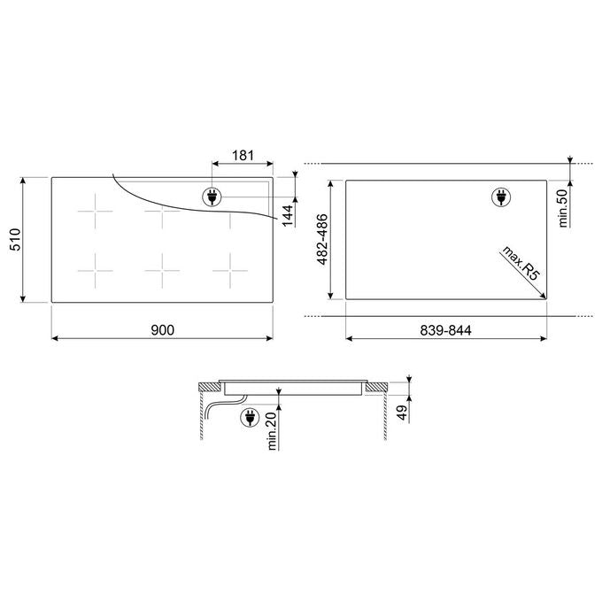 Smeg SI2951D Piano Cottura ad Induzione 5 Zone 90 cm Nero
