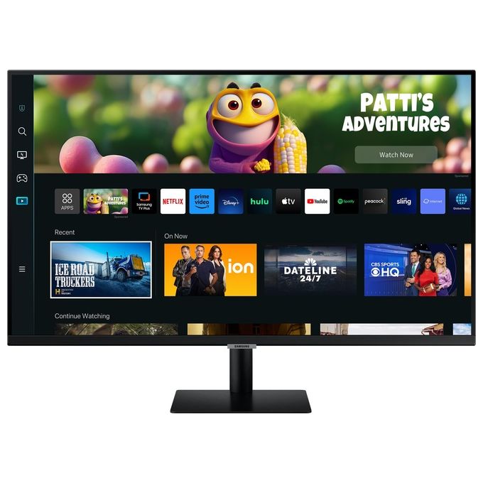 Samsung Smart Monitor M5 LS27CM500EUXEN 27'' Full HD Flat, Piattaforma Smart TV (Amazon Video, Netflix), Airplay, Mirroring, Office 365, Wireless Dex, Gaming Hub, Altoparlanti Integrati, 2x HDMI