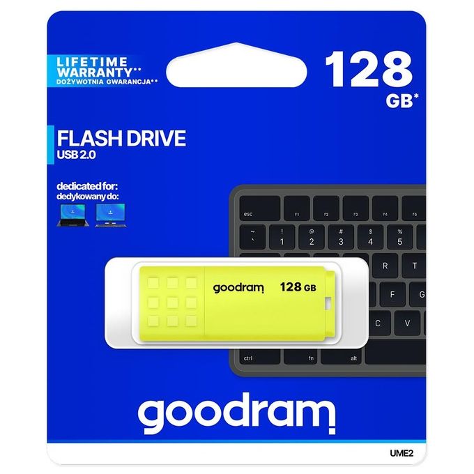 GoodRam UME2-1280Y0R11 UME2 Pendrive 128 GB USB 2.0 Fino a 20 MB-s di lettura colore Giallo