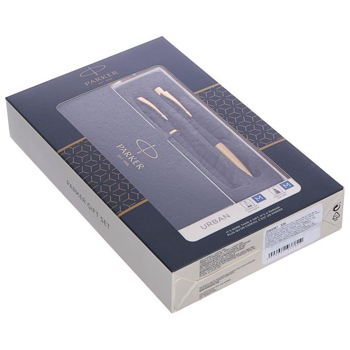 Parker Urban Duo Set con Penna a Sfera e Penna Stilografica Muted Black Golden Trim Nero Opaco con Finiture in Oro