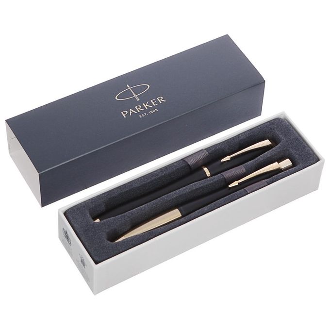 Parker Urban Duo Set con Penna a Sfera e Penna Stilografica Muted Black Golden Trim Nero Opaco con Finiture in Oro