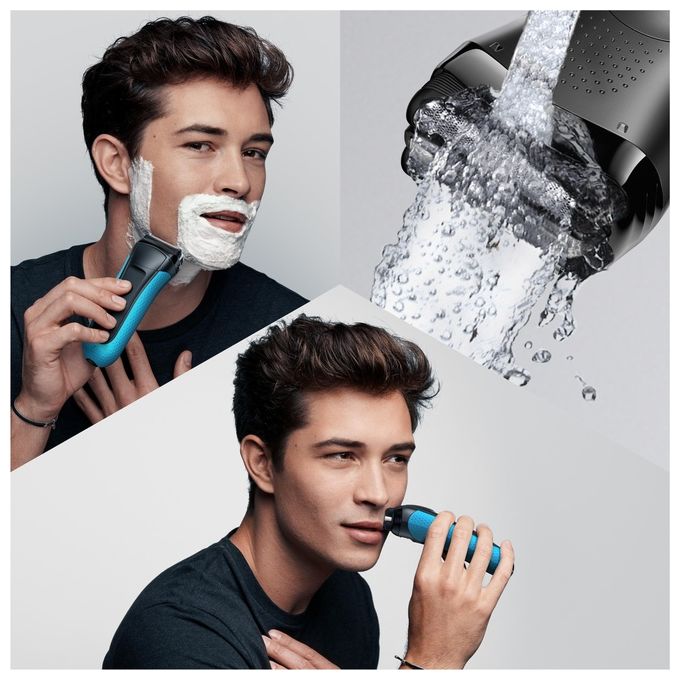 Braun Series 3 ProSkin 3045s Rasoio Elettrico Wet and Dry Trimmer Nero-Blu