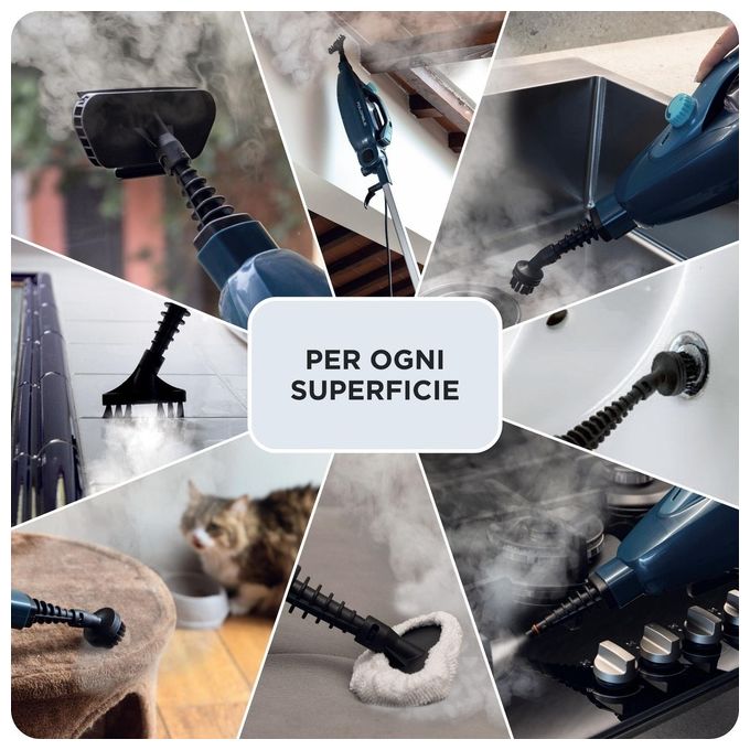 Ariete Steam Mop Foldable Pulitore a Vapore Verticale 0.35 Litri 1500W blu