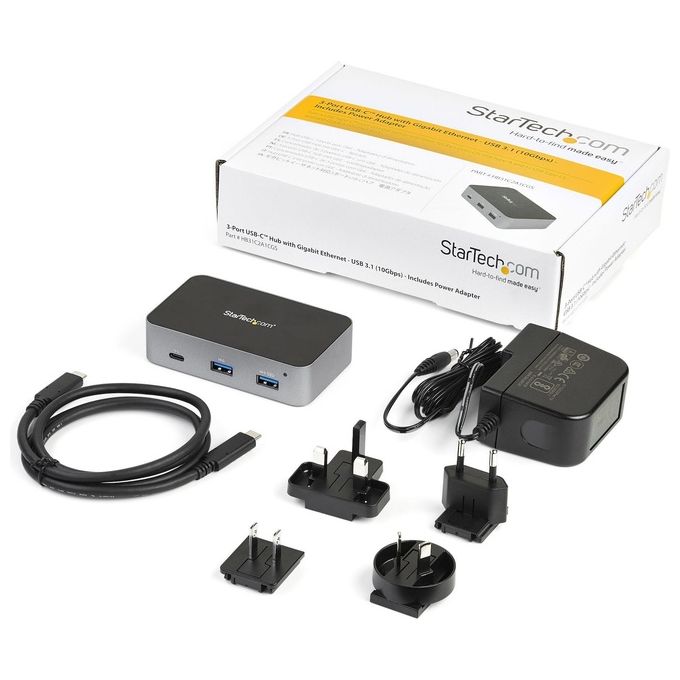 Startech.com Hub Usb-c a 3 Porte con Porta Lan 10 Gbps 2 Usb-a e 1 Usb-c Alimentato