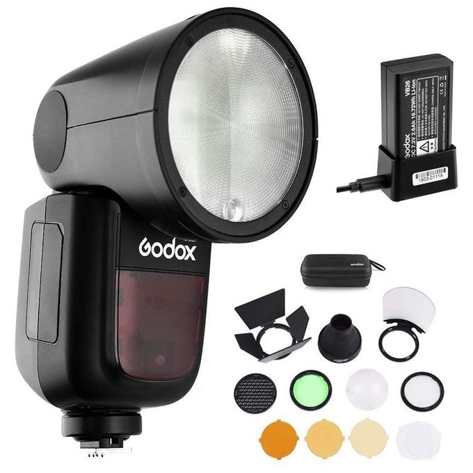 GODOX GODOXV1CANON V1 Flash a Slitta TTL Testa Tonda Compatibile Canon Batteria Li-ion 7.2V 2600mAh Riciclo 1.5s HSS 1-8000s colore Nero