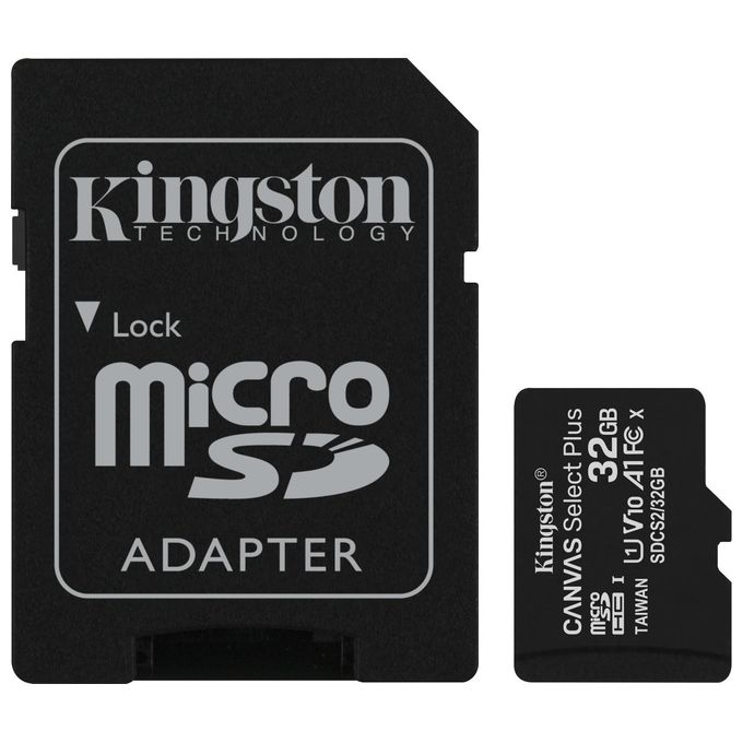 Kingston Canvas Select Plus SDCS2-32GB Scheda microSD Classe 10 con Adattatore SD Incluso, 32 GB