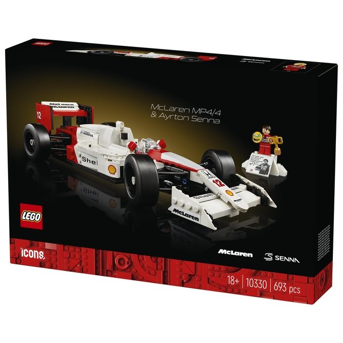 LEGO 10330 Icons Modellino da Costruire McLaren MP4-4 con Minifigure di Ayrton Senna 693 pezzi colore Nero