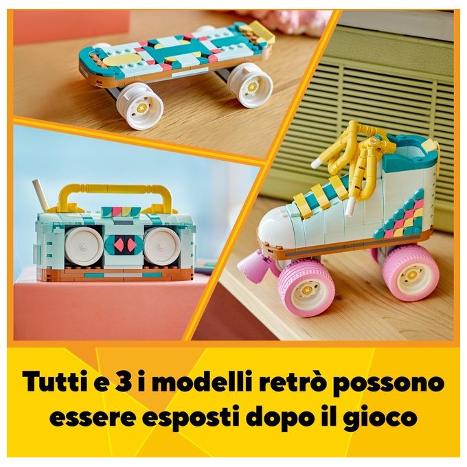 LEGO Creator 31148 3in1 Pattino a Rotelle Retro' Trasformabile in Mini Skateboard o Radio Giocattolo, Giochi per Bambini 8+