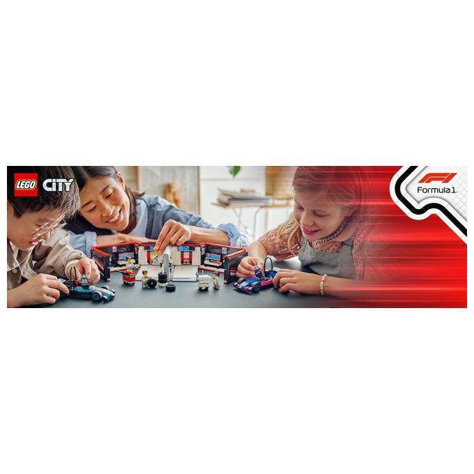 LEGO City Formula 1 Garage con monoposto Mercedes-AMG e Alpine F1 60444