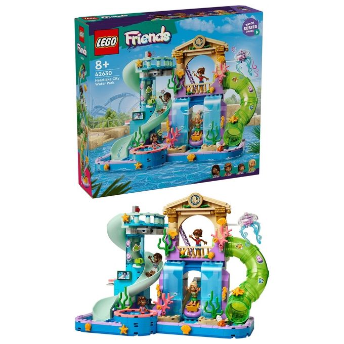 LEGO 42630 Friends Parco Acquatico di Heartlake City Giochi Creativi per Bambine e Bambini da 8 Anni in su da Costruire con Scivoli per l'Acqua 4 Personaggi e Accessori Idee Regalo di Compleanno