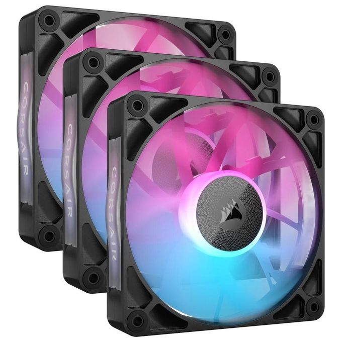 Corsair iCUE LINK RX120 RGB 120 mm Ventole PWM con Hub di Sistema iCUE LINK - Cuscinetto a Cupola Magnetica - Confezione Tripla - Nero