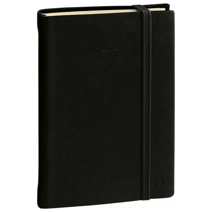 Quo Vadis Agenda Daily 21 Prest Multilingua Anno 2023 Nero 13x21cm Giornaliera 12 Mesi Carta Avorio Copertina Rigida Morbida al Tatto con Elastico Silk
