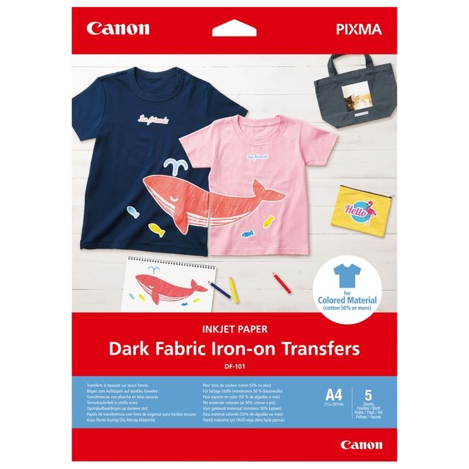 Canon DF-101 A 4 Dark Fabric Iron-On Transfers 5 Fogli