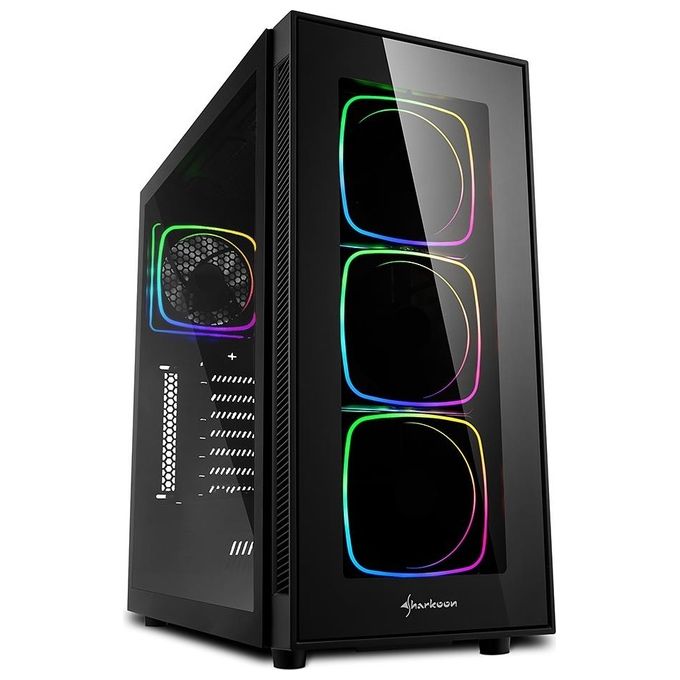 Sharkoon TG6 RGB Pc Case Atx 7 Slots Expansion 3 Usb 3.0 2 Usb 2.0 Drive Bay da 25''-35''
