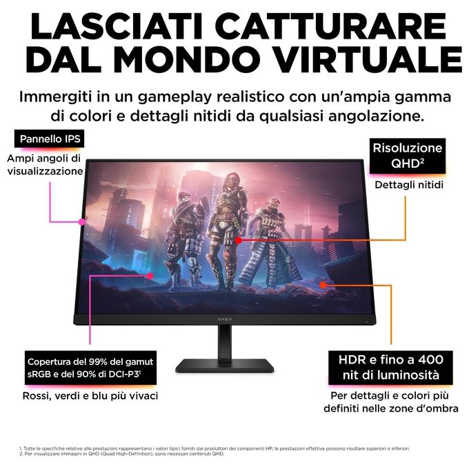 HP OMEN by HP 32q Monitor PC 31.5'' 2560x1440 Pixel Quad HD Nero