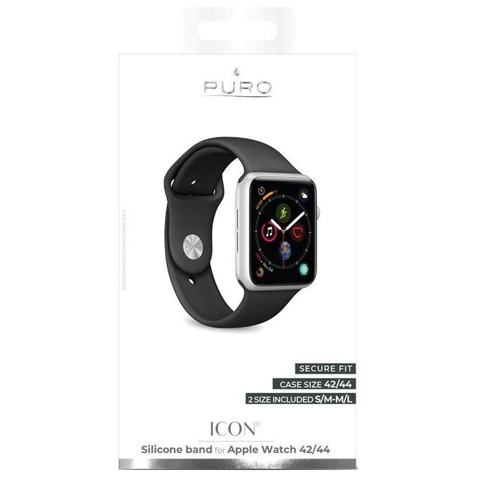 Puro Icon Cinturino in Silicone per Apple Watch 42-44-45-49mm Nero