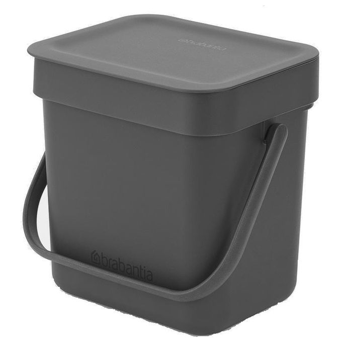 Brabantia 209888 Sort and Go Pattumiera 3L con Coperchio Stay Open e Maniglia colore Grigio