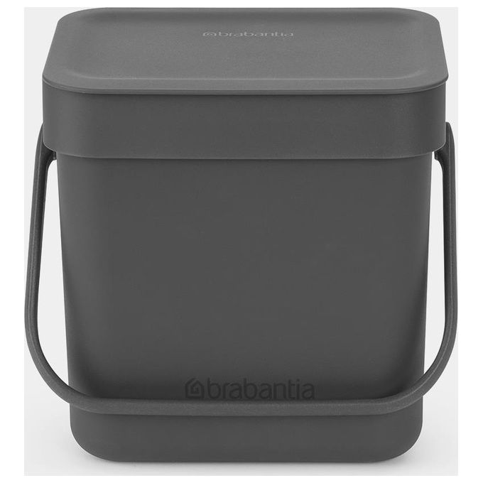 Brabantia 209888 Sort and Go Pattumiera 3L con Coperchio Stay Open e Maniglia colore Grigio