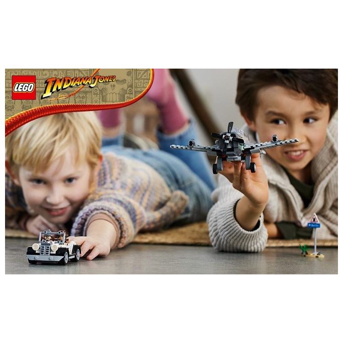 LEGO Indiana Jones 77012 L'Inseguimento dell'Aereo a Elica, Modello Aeroplano e Macchina Giocattolo dal film l'Ultima Crociata