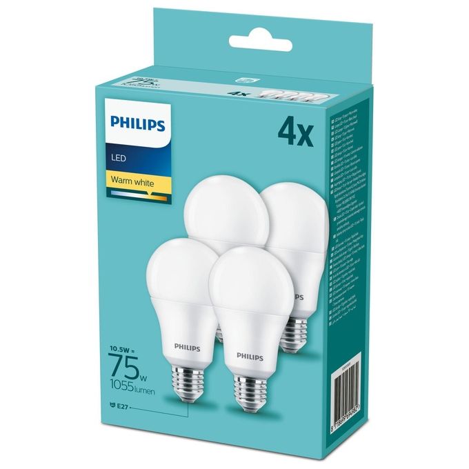 Philips Lampadina Led 75W A60 e27 3 Pezzi