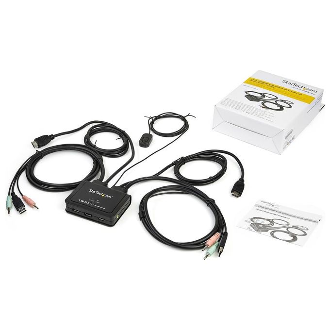 Startech.com Switch Kvm Hdmi a 2 Porte con Cavi Integrati Usb 4k 60 Hz