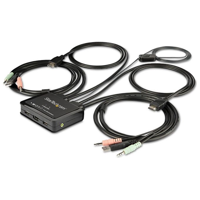 Startech.com Switch Kvm Hdmi a 2 Porte con Cavi Integrati Usb 4k 60 Hz