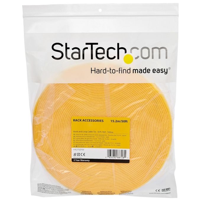 Startech HKLP50YW Rotolo di Nastro con Chiusura a Strappo da 15,2mt Giallo