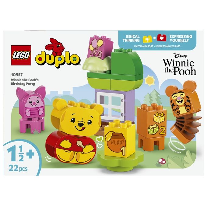 LEGO DUPLO - Disney Festa di Compleanno di Winnie the Pooh - Giocattolo Educativo con Personaggi con Doppio Volto e Casa sull'Albero Giochi Didattici per Bambini e Bambine da 18 Mesi in su - 10457