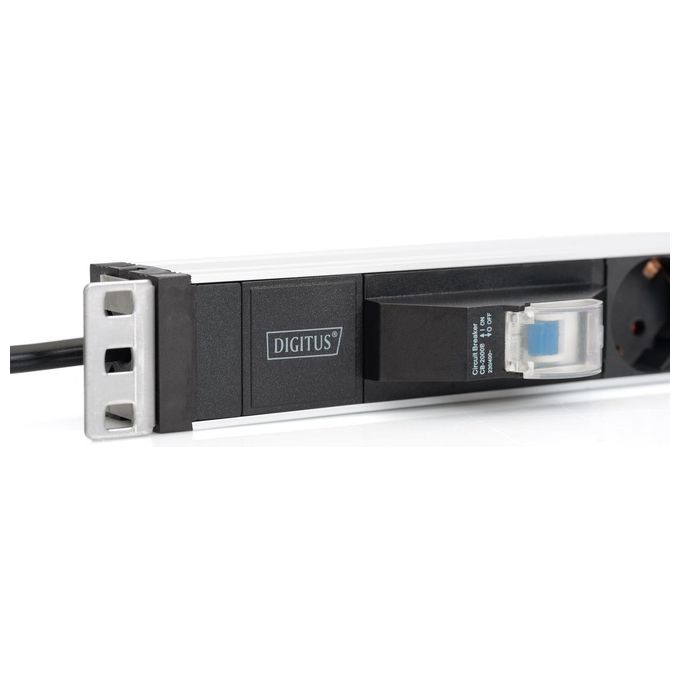 Digitus Dn-95417 Multipresa In Alluminio 19'' con 6 Prese e Spina Schuko 1U con Protezione Contro Sovraccarichi