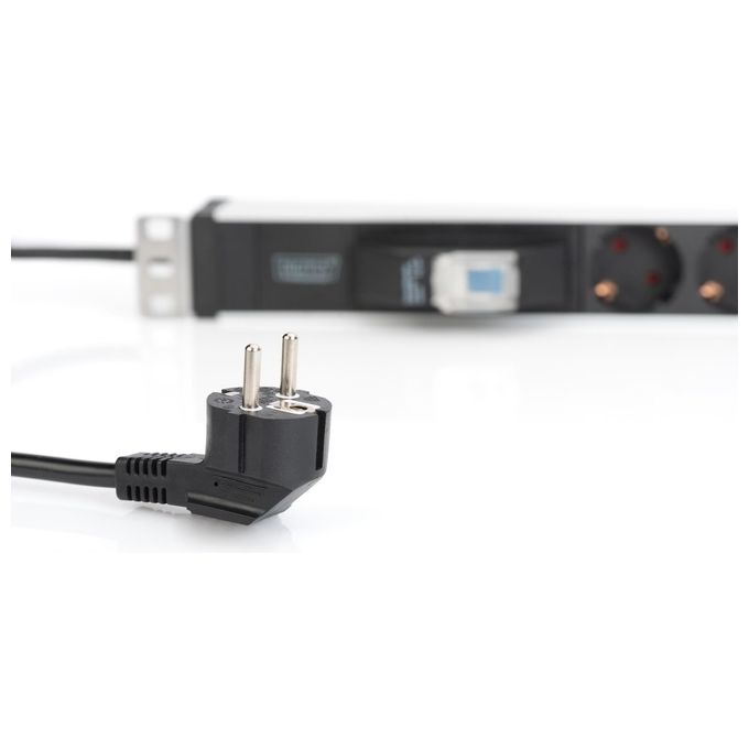 Digitus Dn-95417 Multipresa In Alluminio 19'' con 6 Prese e Spina Schuko 1U con Protezione Contro Sovraccarichi