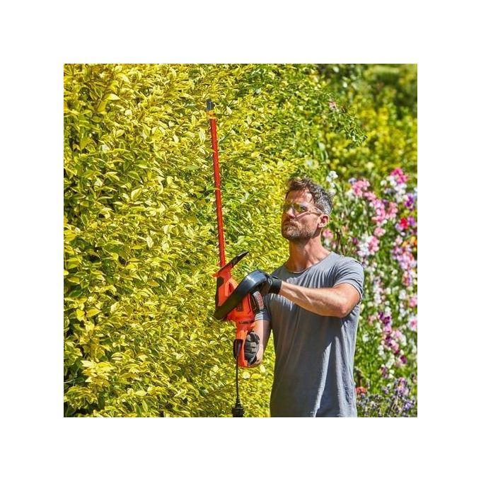 Black and Decker BEHTS551 Tagliasiepi Elettrico Lama 60 cm 650W Impugnatura Rotante 5 Posizioni colore Nero Arancione