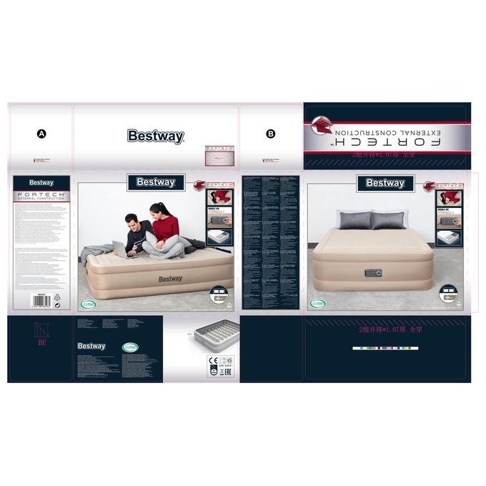 Bestway Fortech Materasso ad Aria Doppio Materasso Beige Unisex