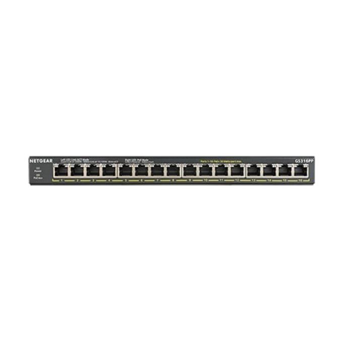 Netgear GS316PP Non Gestito Gigabit Ethernet 10-100-1000 Supporto Power over Ethernet Nero