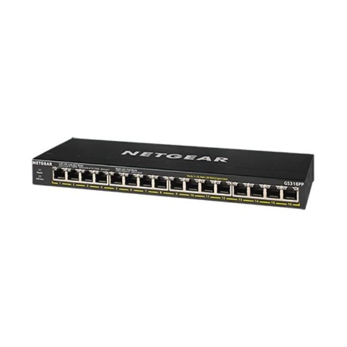 Netgear GS316PP Non Gestito Gigabit Ethernet 10-100-1000 Supporto Power over Ethernet Nero