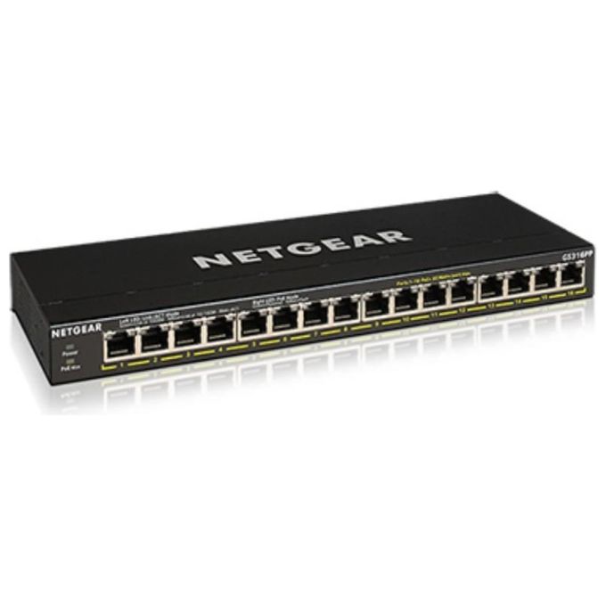 Netgear GS316PP Non Gestito Gigabit Ethernet 10-100-1000 Supporto Power over Ethernet Nero