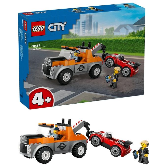 LEGO City Autogru' e Officina Auto Sportive Giocattolo Giochi Creativi da Meccanico per Bambini e Bambine da 4 Anni con Camion Carro Attrezzi e Macchina da Costruire Idea Regalo da Collezione 60435