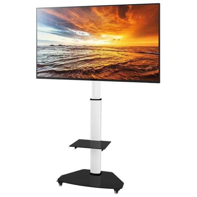 Techly Supporto a Pavimento con Mensola Trolley Tv Lcd-Led-Plasma 37-70'' Bianco